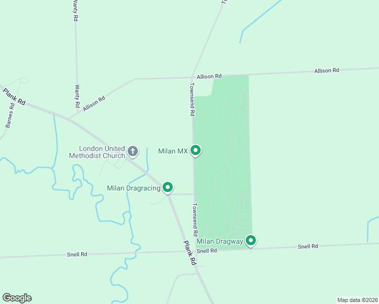 map of restaurants, bars, coffee shops, grocery stores, and more near 11068-11598 Townsend Road in Maybee