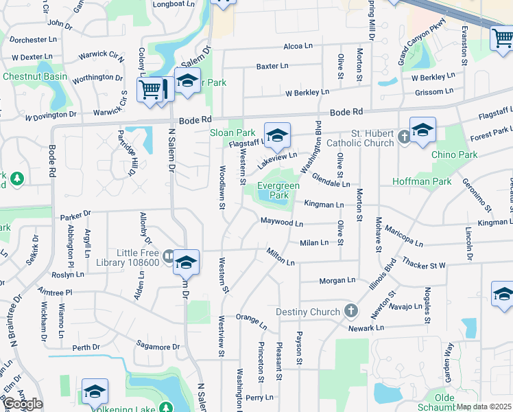 map of restaurants, bars, coffee shops, grocery stores, and more near 740 Maple Lane in Hoffman Estates
