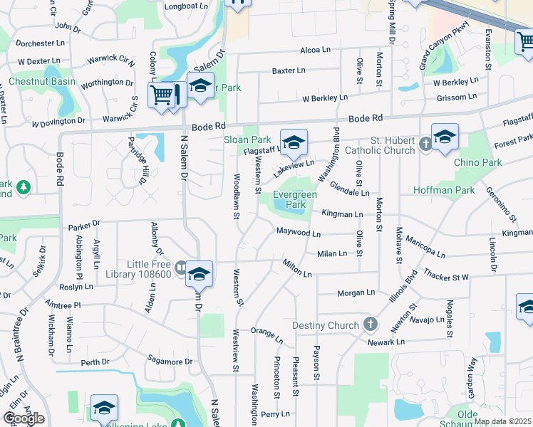 map of restaurants, bars, coffee shops, grocery stores, and more near 740 Maple Lane in Hoffman Estates