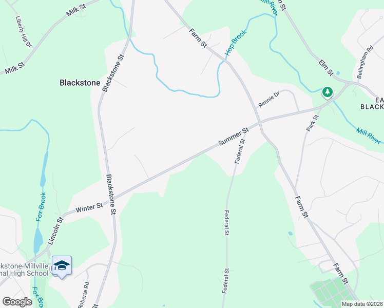 map of restaurants, bars, coffee shops, grocery stores, and more near 80 Summer Street in Blackstone