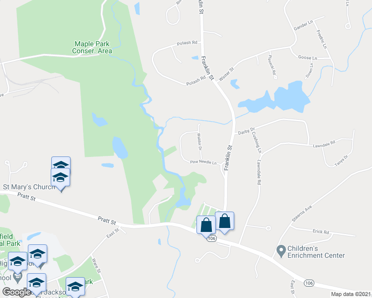 map of restaurants, bars, coffee shops, grocery stores, and more near 47 Pine Needle Lane in Mansfield