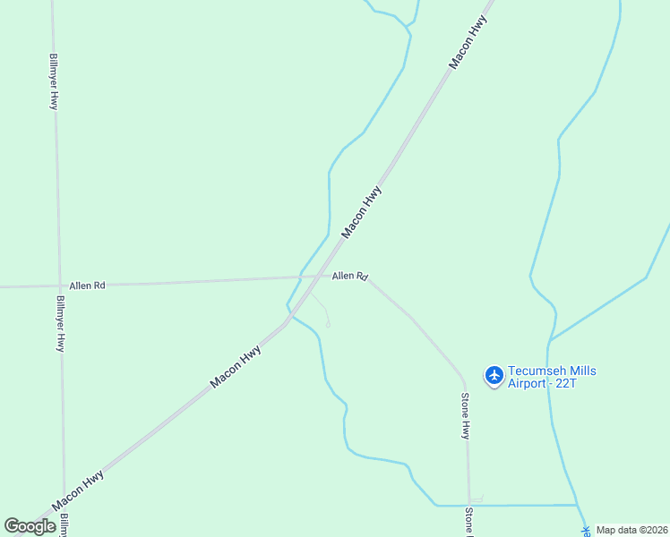 map of restaurants, bars, coffee shops, grocery stores, and more near 10000 Macon Highway in Tecumseh