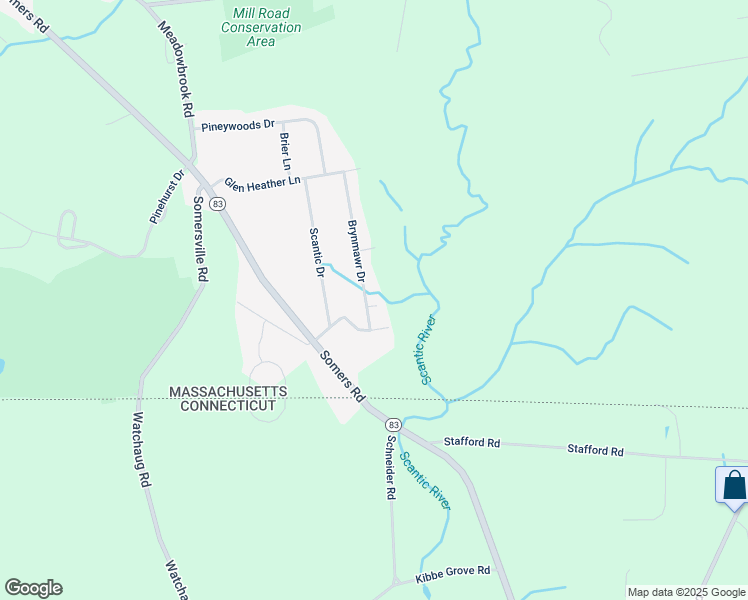 map of restaurants, bars, coffee shops, grocery stores, and more near 17 Brynmawr Drive in East Longmeadow