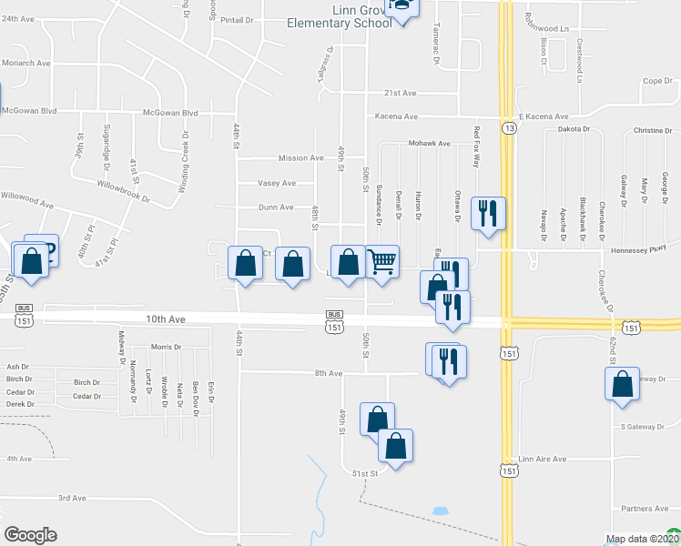 map of restaurants, bars, coffee shops, grocery stores, and more near 4875 Lance Avenue in Marion