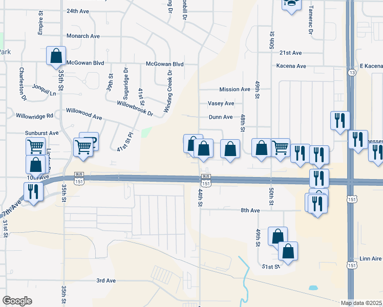 map of restaurants, bars, coffee shops, grocery stores, and more near 1170 44th Street in Marion