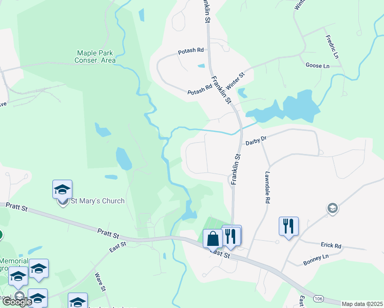 map of restaurants, bars, coffee shops, grocery stores, and more near 47 Pine Needle Lane in Mansfield