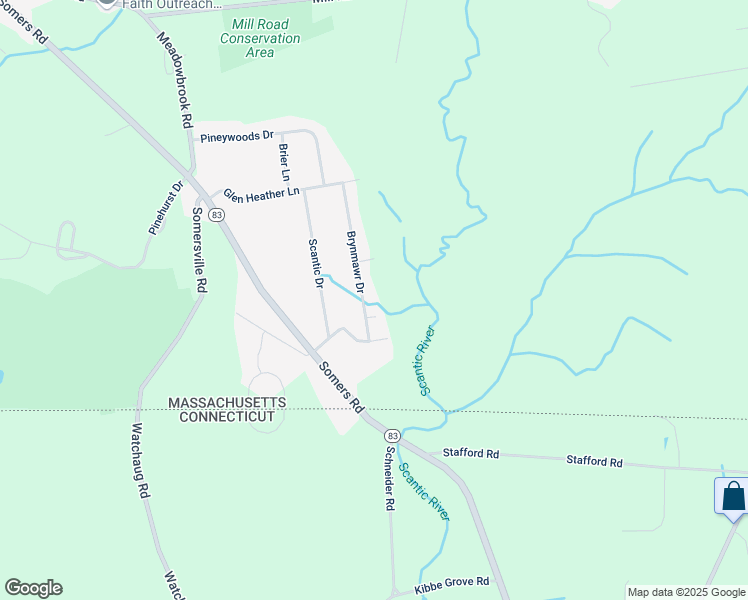 map of restaurants, bars, coffee shops, grocery stores, and more near 17 Brynmawr Drive in East Longmeadow
