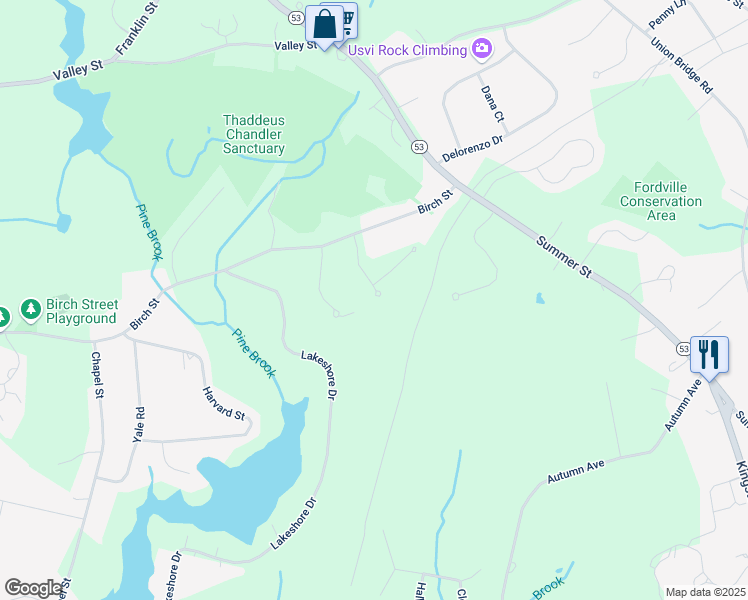 map of restaurants, bars, coffee shops, grocery stores, and more near 50 Roundtree Drive in Duxbury