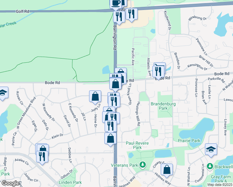 map of restaurants, bars, coffee shops, grocery stores, and more near 171 North Barrington Road in Schaumburg