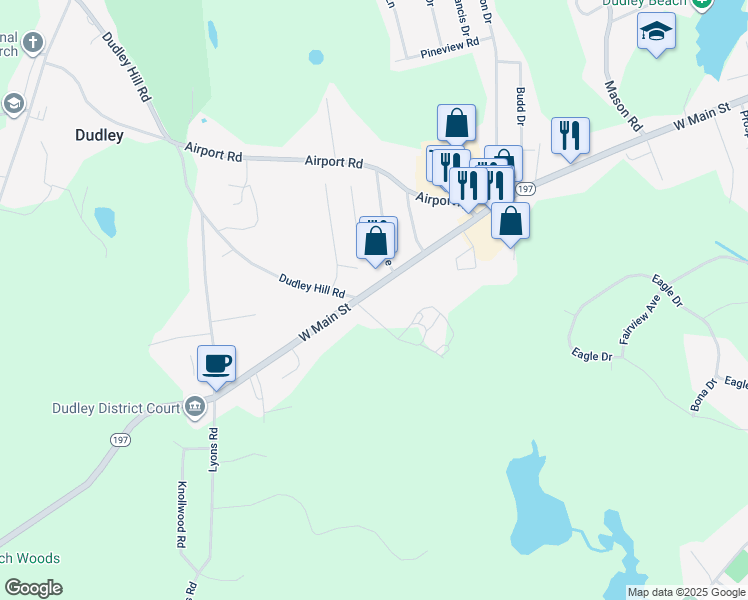map of restaurants, bars, coffee shops, grocery stores, and more near 4 Indian Road in Dudley