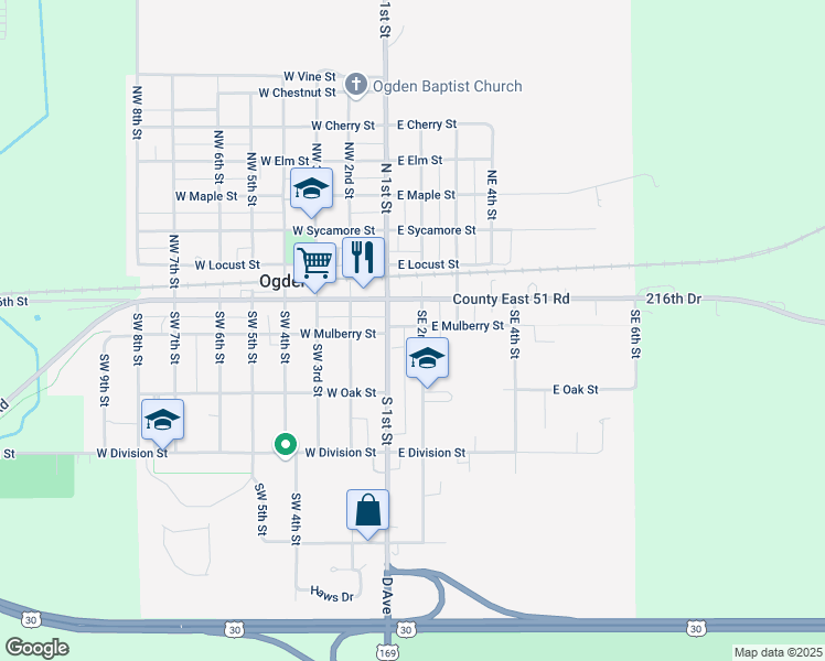 map of restaurants, bars, coffee shops, grocery stores, and more near 225 South 1st Street in Ogden