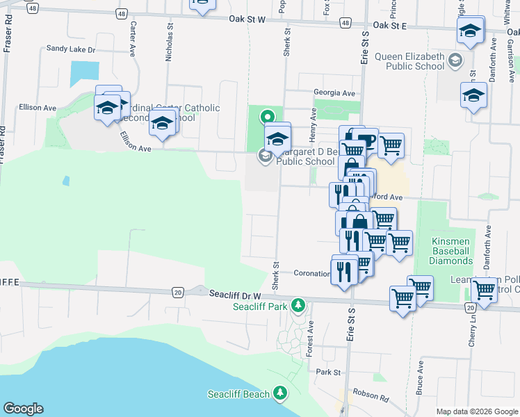 map of restaurants, bars, coffee shops, grocery stores, and more near 8 Margaret Street in Essex County