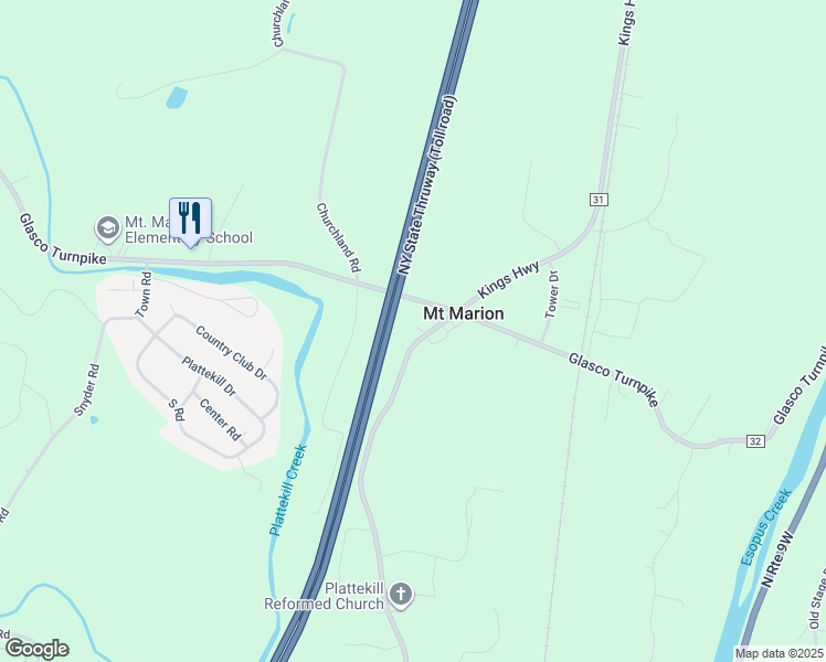 map of restaurants, bars, coffee shops, grocery stores, and more near 749 Kings Highway in Saugerties