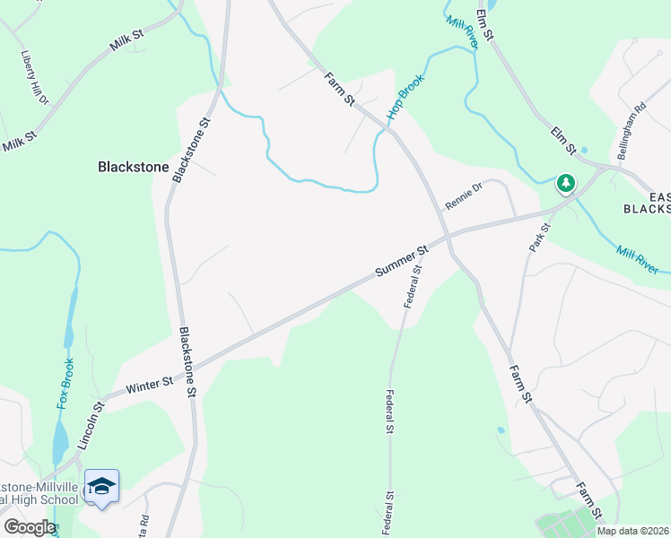 map of restaurants, bars, coffee shops, grocery stores, and more near 80 Summer Street in Blackstone