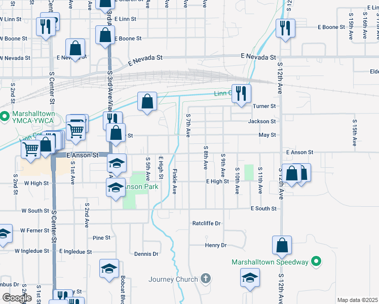 map of restaurants, bars, coffee shops, grocery stores, and more near 898 South 7th Avenue in Marshalltown