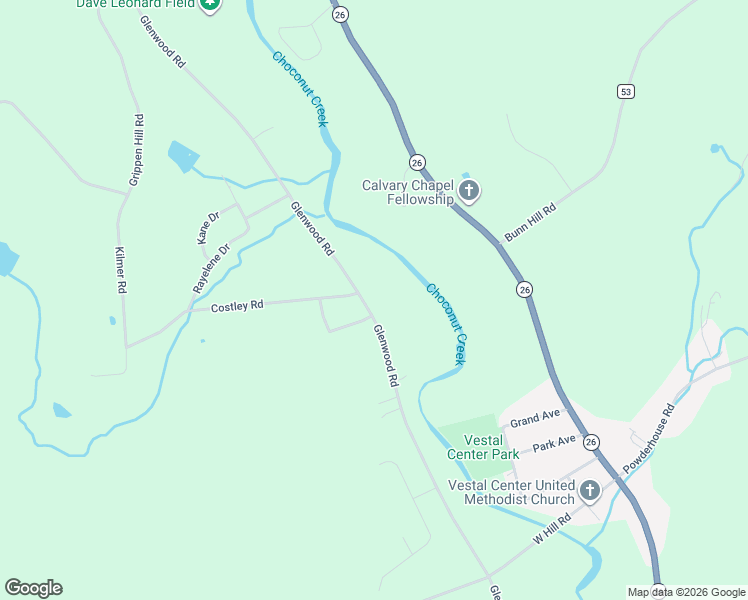 map of restaurants, bars, coffee shops, grocery stores, and more near 2005 Glenwood Road in Vestal