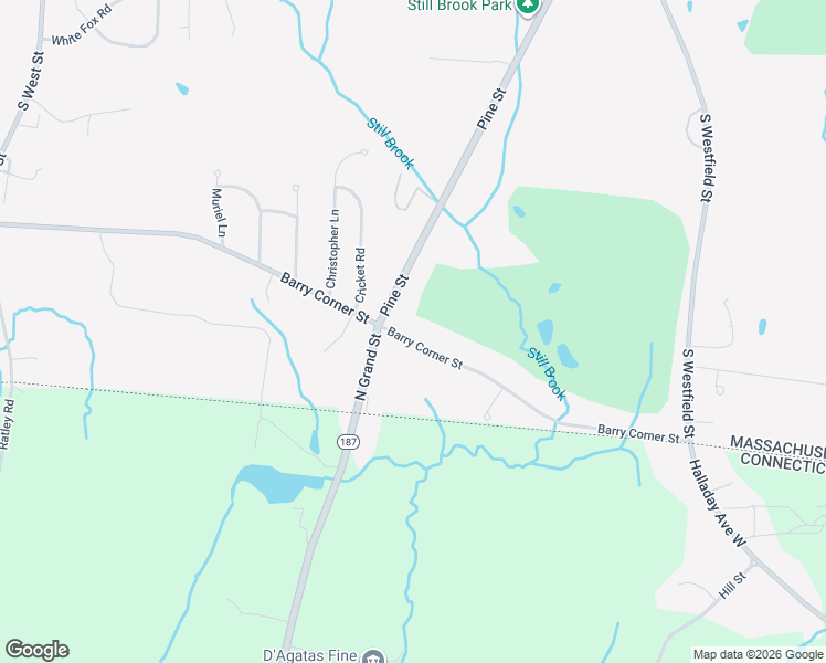 map of restaurants, bars, coffee shops, grocery stores, and more near 393 Pine Street in Agawam