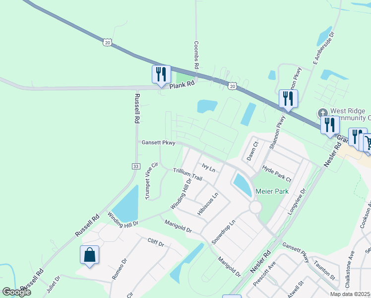 map of restaurants, bars, coffee shops, grocery stores, and more near 150 North Bend Way in Elgin