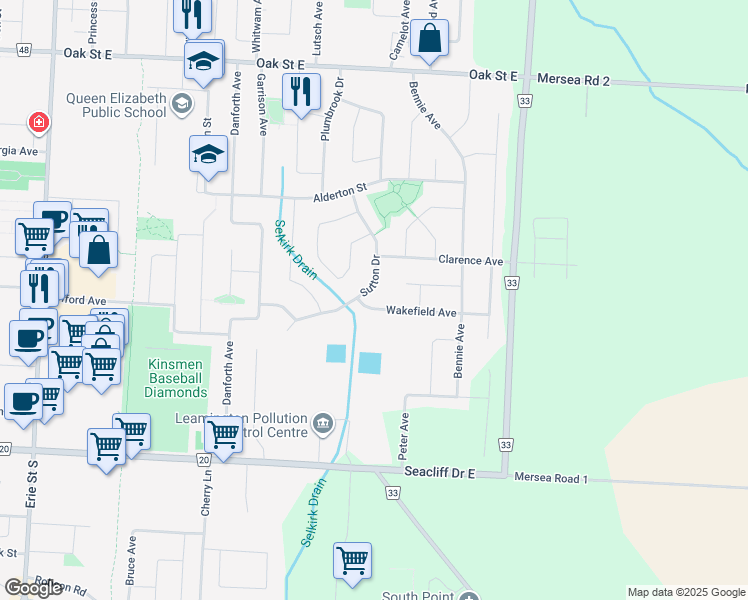 map of restaurants, bars, coffee shops, grocery stores, and more near 8 Wakefield Avenue in Leamington