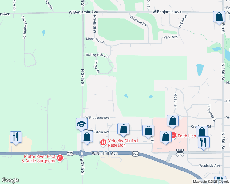 map of restaurants, bars, coffee shops, grocery stores, and more near 508 Prospect Avenue in Norfolk