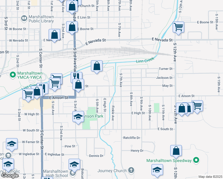 map of restaurants, bars, coffee shops, grocery stores, and more near 806 South 6th Avenue in Marshalltown