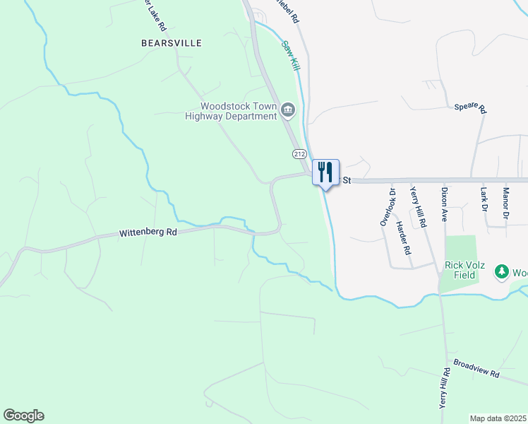 map of restaurants, bars, coffee shops, grocery stores, and more near 36 Wittenberg Road in Ulster County