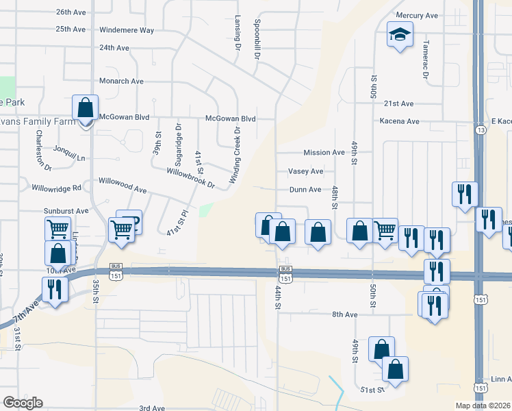 map of restaurants, bars, coffee shops, grocery stores, and more near 1410 44th Street in Marion