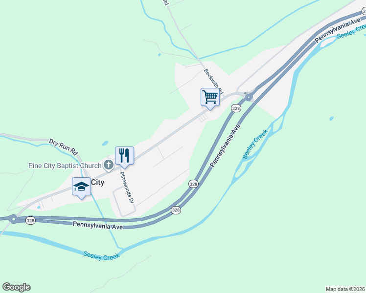 map of restaurants, bars, coffee shops, grocery stores, and more near 1400 Carpenter Street in Pine City