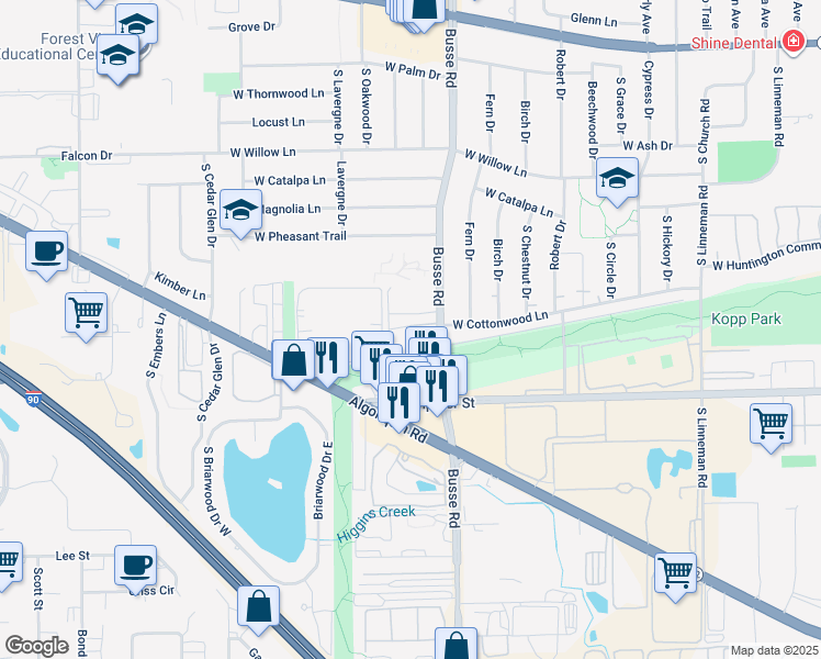 map of restaurants, bars, coffee shops, grocery stores, and more near 1771 West Hatherleigh Court in Mount Prospect