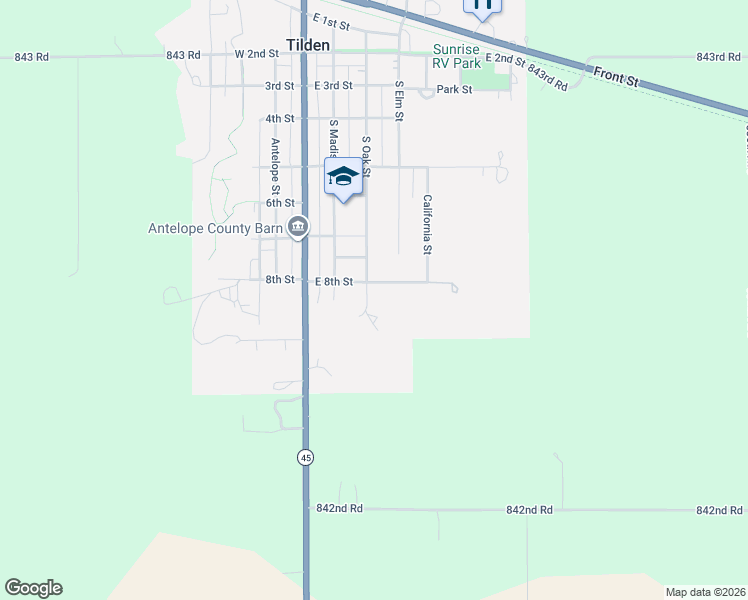 map of restaurants, bars, coffee shops, grocery stores, and more near 300 8th Street in Tilden