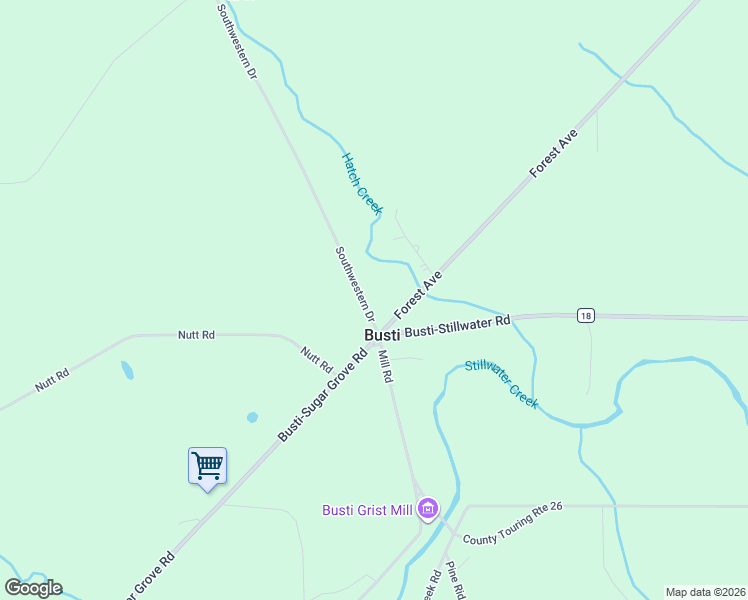 map of restaurants, bars, coffee shops, grocery stores, and more near 924 Southwestern Drive in Jamestown