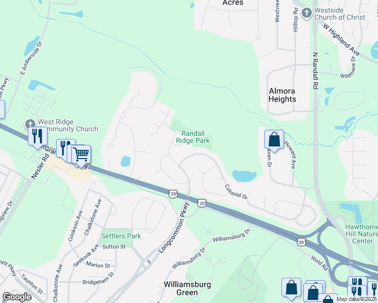 map of restaurants, bars, coffee shops, grocery stores, and more near 2835 Colonial Drive in Elgin