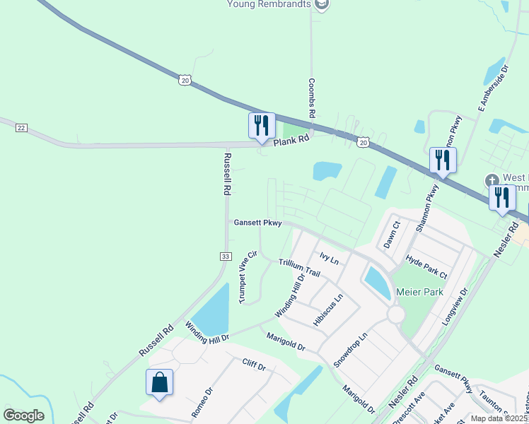 map of restaurants, bars, coffee shops, grocery stores, and more near 224 Goldenrod Drive in Elgin