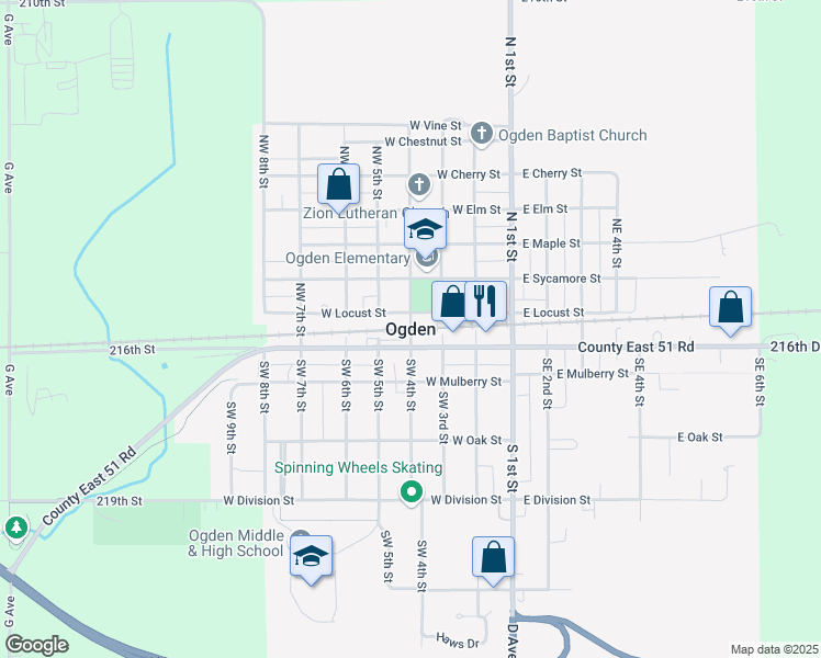 map of restaurants, bars, coffee shops, grocery stores, and more near in Ogden