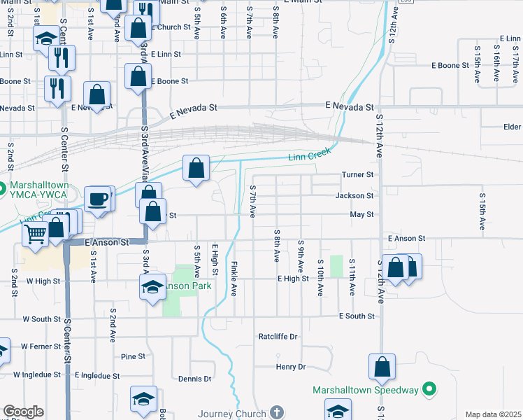 map of restaurants, bars, coffee shops, grocery stores, and more near 800-898 South 7th Avenue in Marshalltown