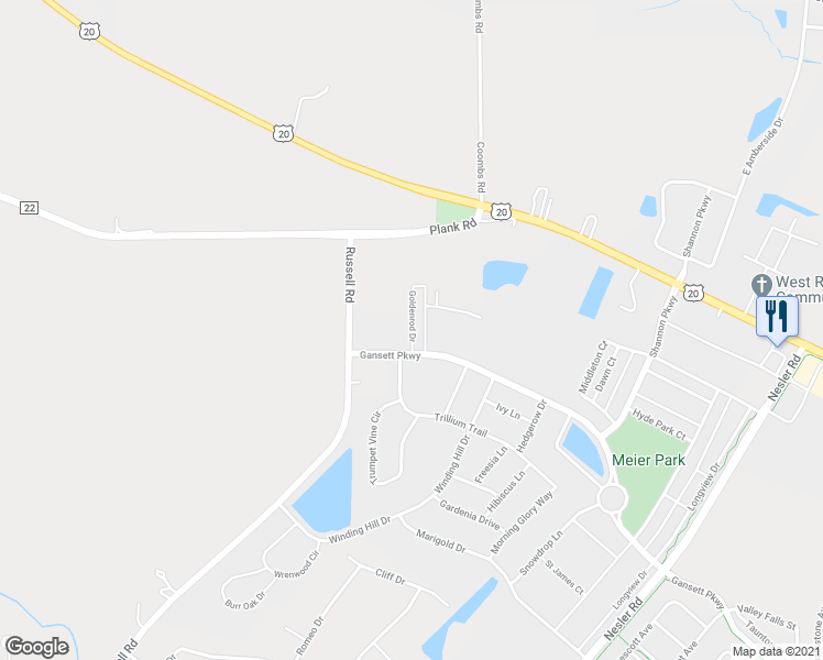 map of restaurants, bars, coffee shops, grocery stores, and more near 160 Goldenrod Drive in Elgin