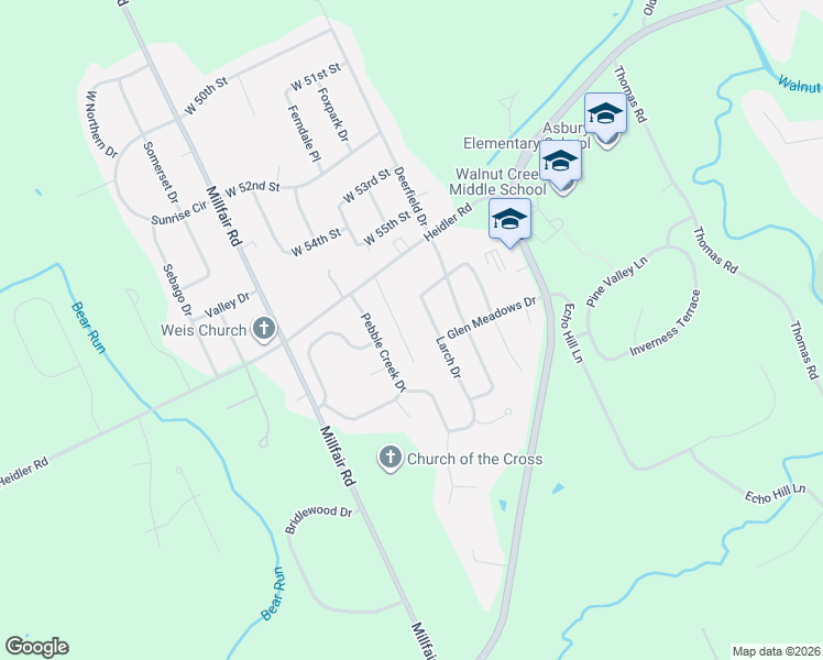map of restaurants, bars, coffee shops, grocery stores, and more near 5974 Larch Drive in Fairview