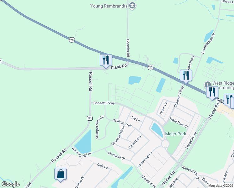 map of restaurants, bars, coffee shops, grocery stores, and more near 160 Goldenrod Drive in Elgin