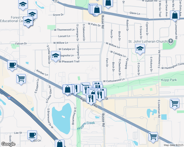 map of restaurants, bars, coffee shops, grocery stores, and more near 1815 White Chappel Drive in Mount Prospect