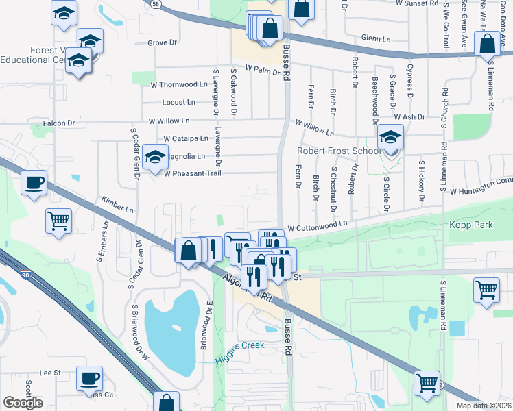 map of restaurants, bars, coffee shops, grocery stores, and more near 1815 White Chappel Drive in Mount Prospect