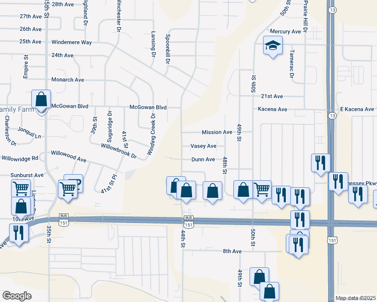 map of restaurants, bars, coffee shops, grocery stores, and more near 1530 44th Street in Marion