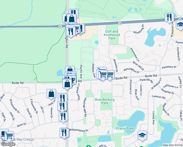 map of restaurants, bars, coffee shops, grocery stores, and more near 860 Atlantic Avenue in Hoffman Estates