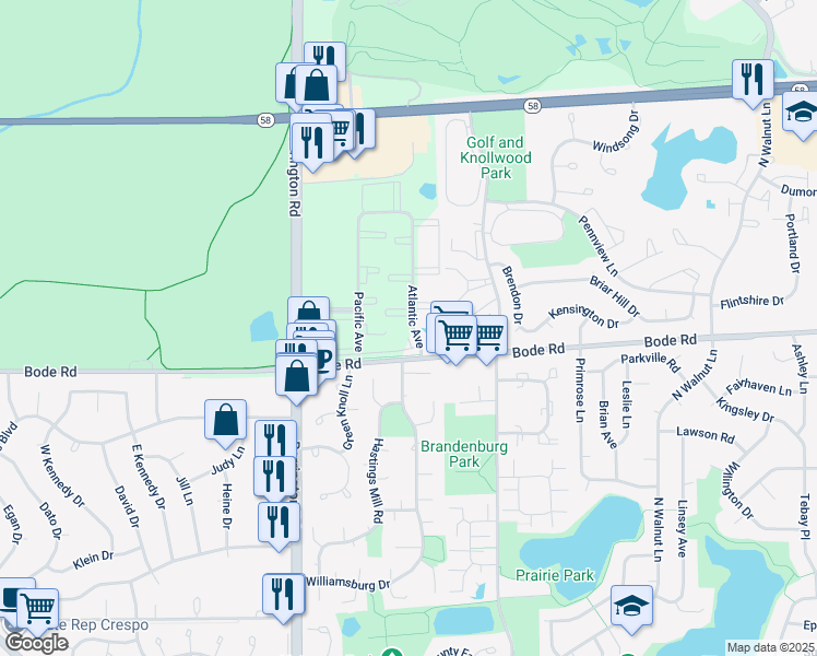map of restaurants, bars, coffee shops, grocery stores, and more near 860 Atlantic Avenue in Hoffman Estates