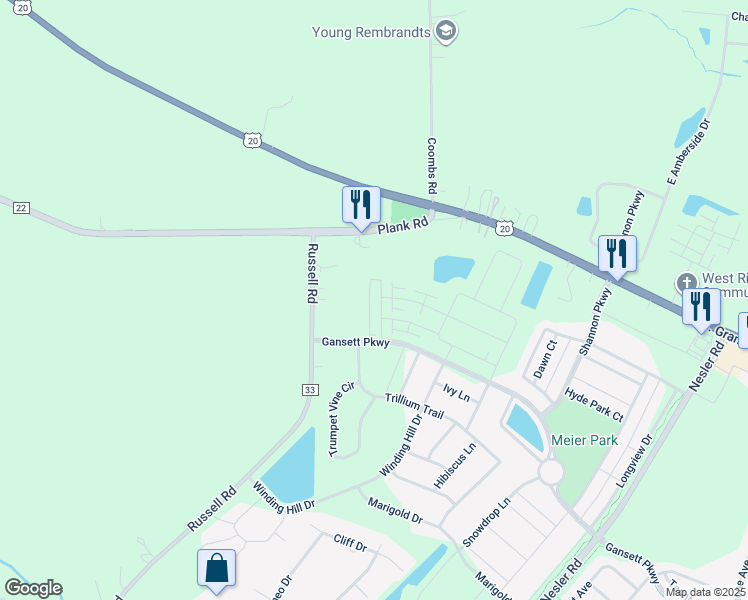 map of restaurants, bars, coffee shops, grocery stores, and more near 160 Goldenrod Drive in Elgin