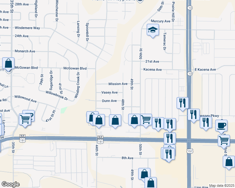 map of restaurants, bars, coffee shops, grocery stores, and more near 4687 Vasey Avenue in Marion