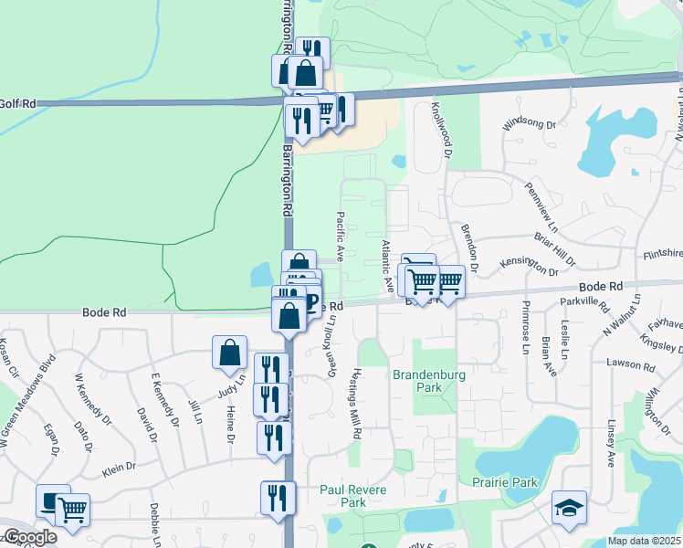 map of restaurants, bars, coffee shops, grocery stores, and more near 875 Pacific Avenue in Hoffman Estates