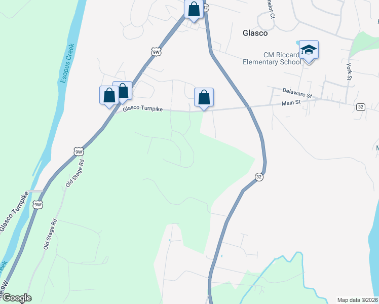 map of restaurants, bars, coffee shops, grocery stores, and more near Donna's Way in Saugerties