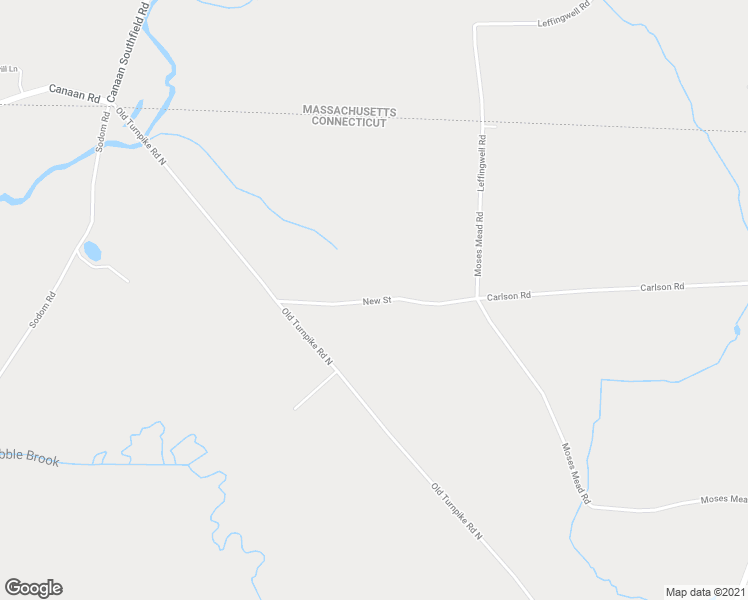 map of restaurants, bars, coffee shops, grocery stores, and more near New Street in Canaan