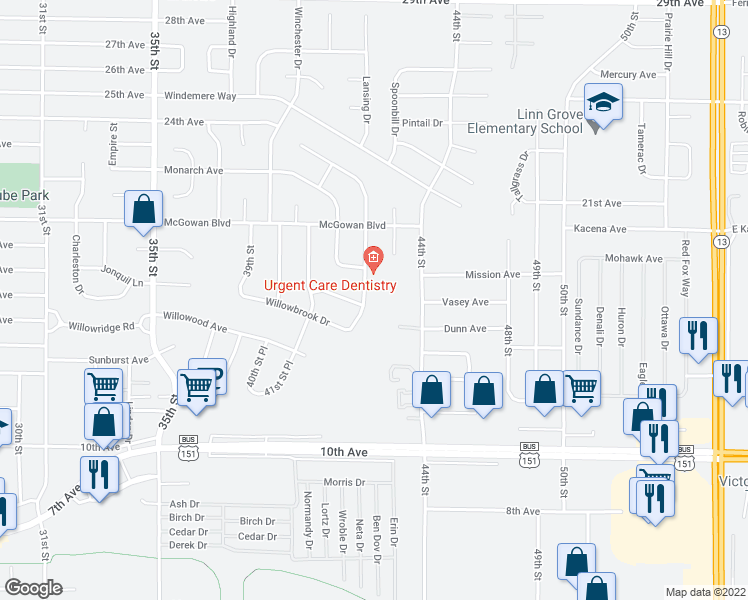 map of restaurants, bars, coffee shops, grocery stores, and more near 1735 Winding Creek Drive in Marion