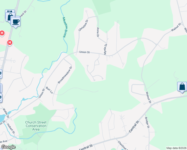 map of restaurants, bars, coffee shops, grocery stores, and more near 3 Mountain Ash Road in East Bridgewater